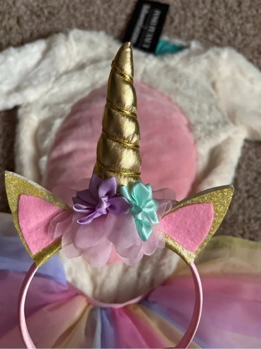 Posh Peanut Eleanor Unicorn faux fur jumpsuit with Tutu Halloween Costume 2T